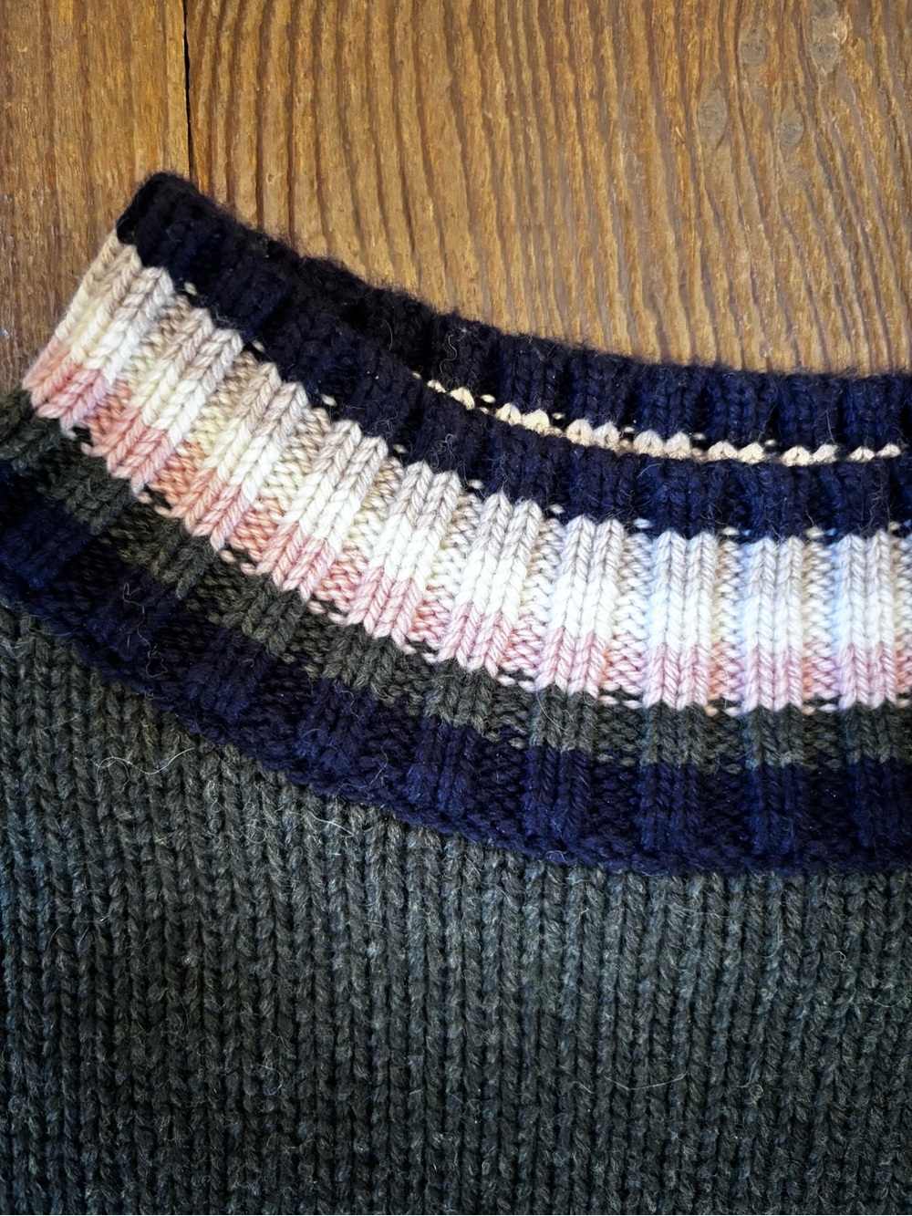 Boden Lily Mock Neck Green Wool Alpaca Sweater With Striped Collar Size S - Picture 5 of 7